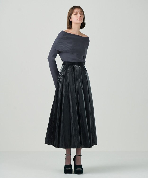 GRACE CONTINENTAL オフショルニットトップ グレー