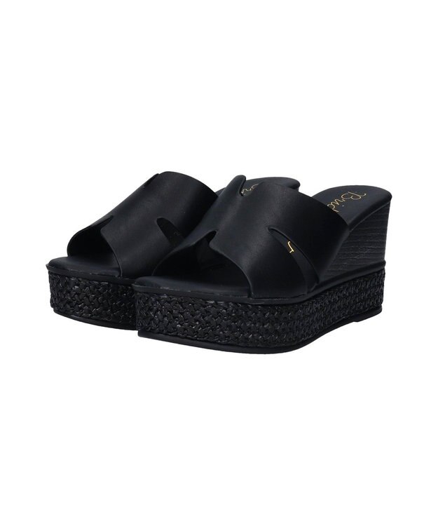 Bridget Birkin 【Bridget Birkin】サイドカットウェッジミュールサンダル ブラック
