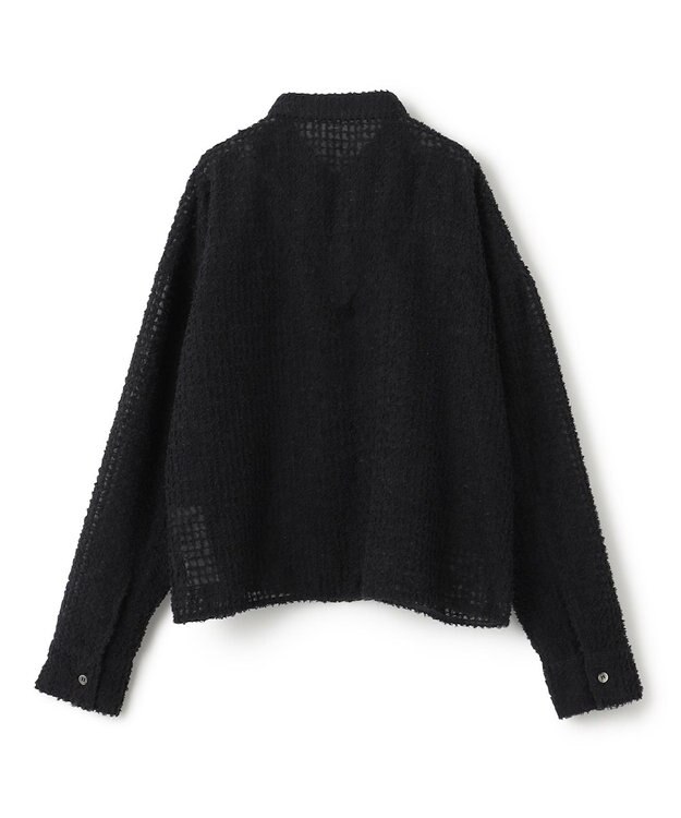 ICB L 【洗える】フェザーエンブロイダリー クロップドシャツ ブラック系