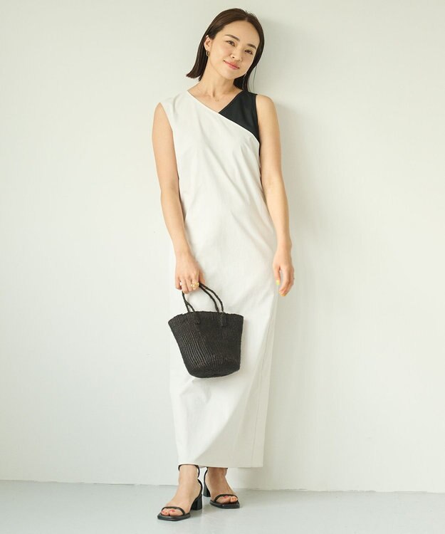 #Newans モダンバイカラーワンピース オフ×ブラック