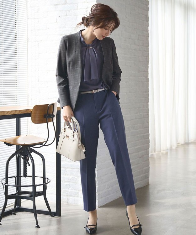 ANY SIS 【洗える】4WAYボウタイ ブラウス ブルー系