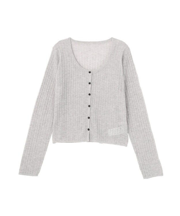 earth music&ecology シアーリブカーディガン Gray