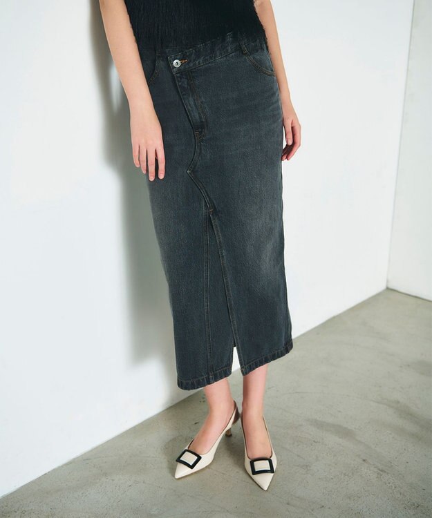 GRACE CONTINENTAL タイトデニムスカート ブラック