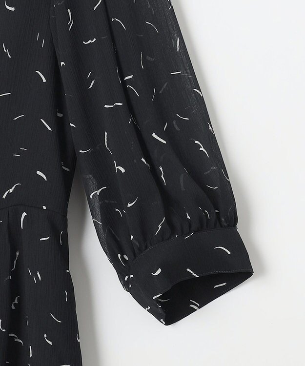 自由区 L 【洗える】ドローイングタッチプリント ワンピース ネイビー系5