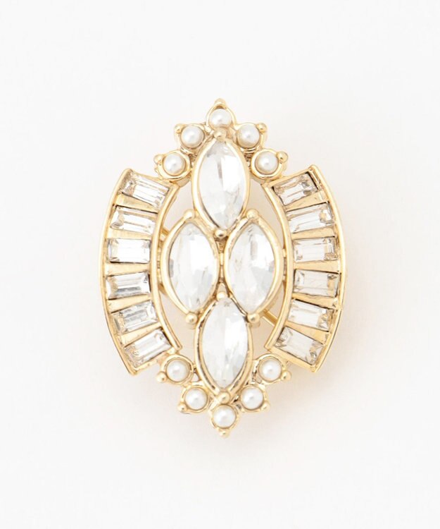 自由区 ビジューブローチ ネックレス ライトゴールド