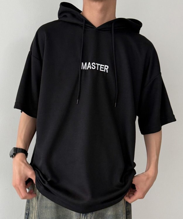 WEGO 【MLXLサイズ展開】ストレートラインプルパーカー（SS） ブラック