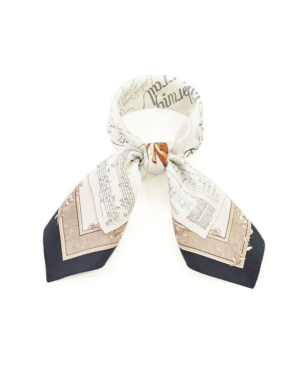 Marca 【伝統横濱スカーフ】モーツァルト  小判 シルクツイル スカーフ ネイビー