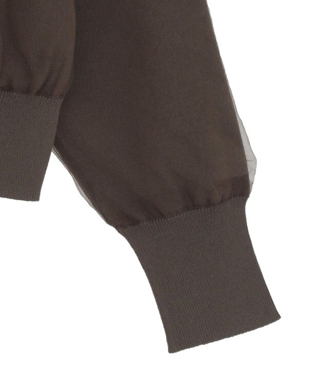 Green Parks チュールドッキングＶネックニットカーディガン Brown