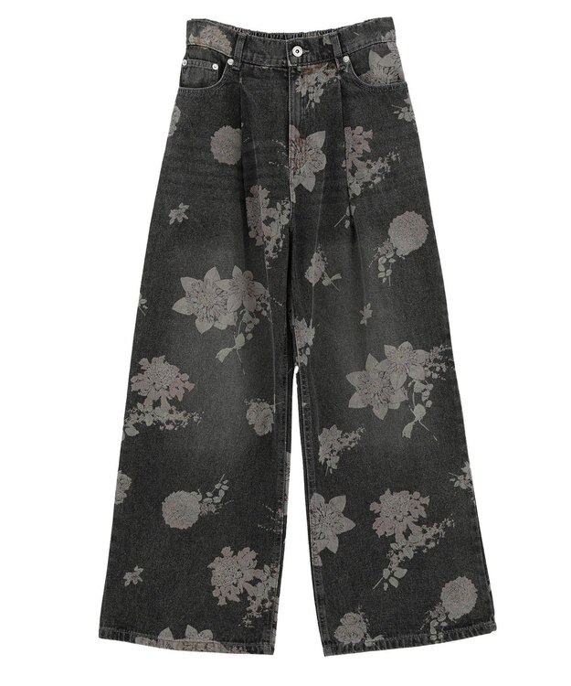 Green Parks ・SUGAR SPOON フラワーptデニムパンツ Black