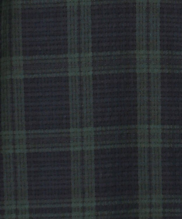 J.PRESS MEN 真夏を乗り切る爽快感と機能性【吸水速乾 / 接触冷感 / 高通気性 / ウォッシャブル】サッカーチェック シャツ / バンドカラー ネイビー系3