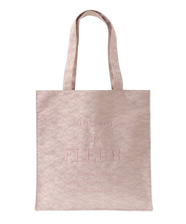 Maison de FLEUR レースロゴ刺繍スクエアトートバッグ Pink