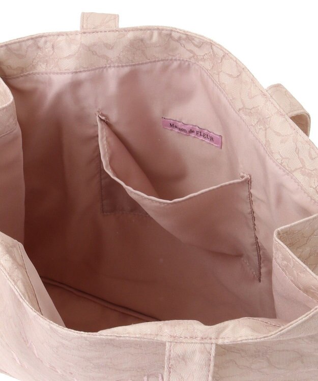 Maison de FLEUR レースロゴ刺繍スクエアトートバッグ Pink