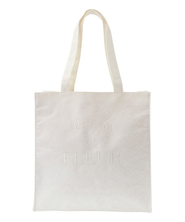 Maison de FLEUR レースロゴ刺繍スクエアトートバッグ Off White