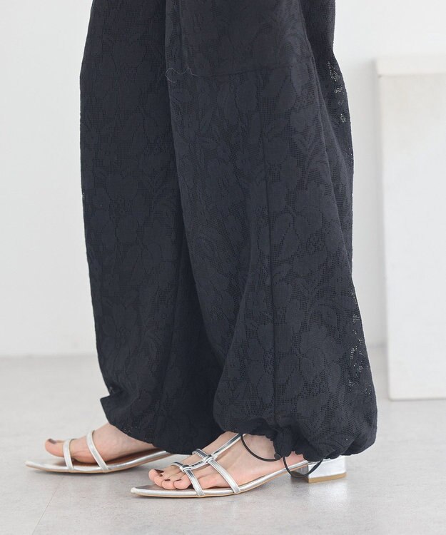 earth music&ecology 総レースカーゴパンツ Black