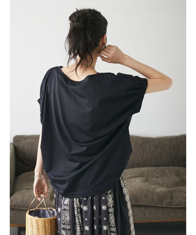 CRAFT STANDARD BOUTIQUE 【ＵＶカット】ギャザースリーブプルオーバー Black