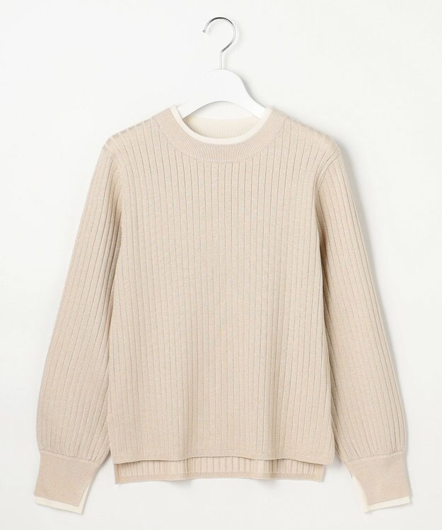 ANY SIS S 【WEB・一部店舗限定】ダブルカラー ニット シャンパン