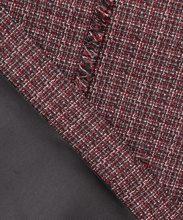 23区 【洗える】ツイーディーカラーミックス ハーフスリーブ ブラウス レッドミックス