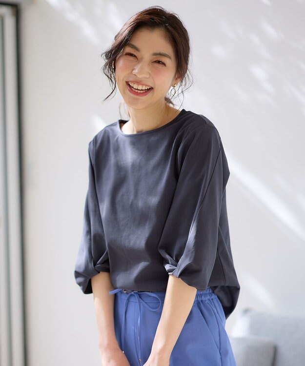 ANY 【WEB限定】シルケットスムース ツイストリーブプルオーバー ネイビー