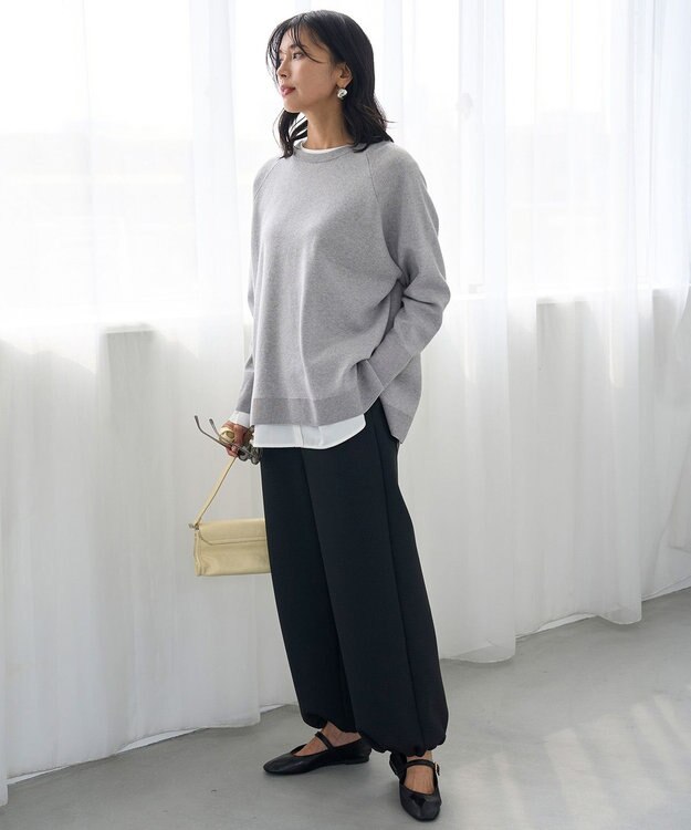 UNFILO コットンカシミヤニット クルーネック グレー