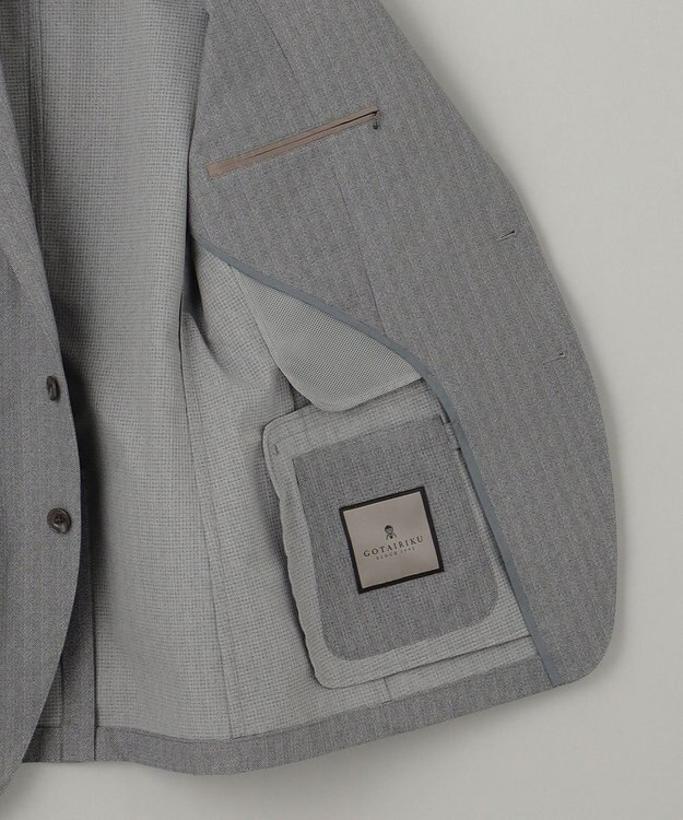 GOTAIRIKU 圧倒的清涼感・８つの夏機能【接触冷感/通気性/軽量/撥水…等】クールドッツ セットアップジャケット_ヘリンボーンプリント（25年モデル） ライトグレー_ヘリンボーン柄