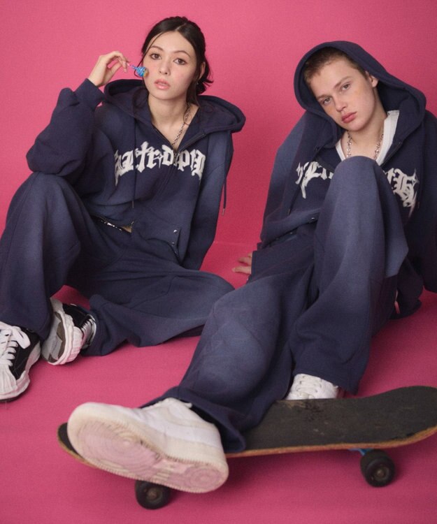 WEGO 【ユニセックス着用ITEM】グラフィックZIPパーカー ネイビー