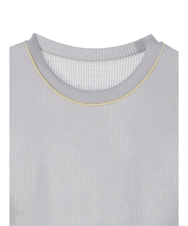 Green Parks 配色ステッチシアーリブプルオーバー Gray