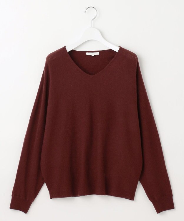 自由区 L 【カタログ掲載】ファインウールカシミヤドルマンシルエット ニット ボルドー
