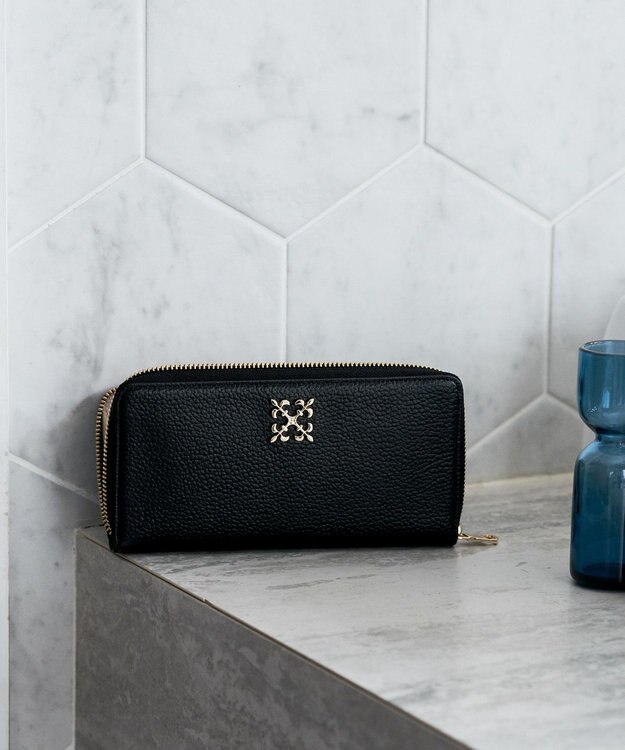 russet モノグラムプレートラウンドジップウォレット(SO-372) Black/BE