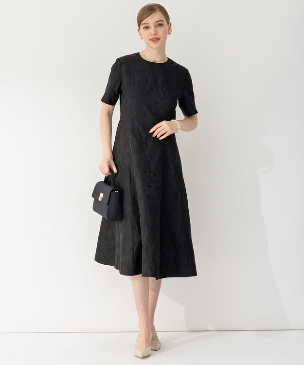 23区 S 【APPLAUDIR】シャドーフラワージャカード ドレス ブラック系