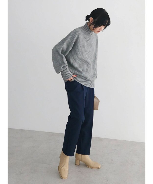 Green Parks 洗える　カノコ編みニットプルオーバー Gray Mixture