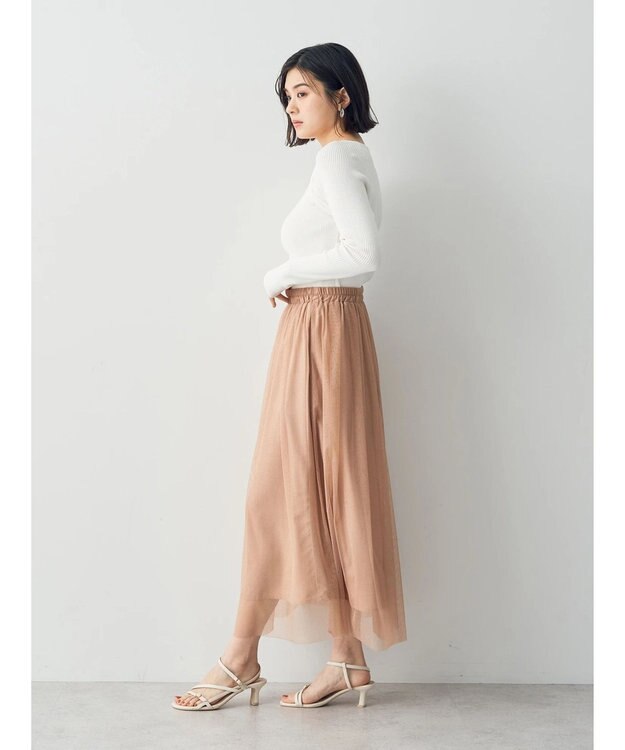 YECCA VECCA ラメチュールギャザースカート Pink Beige