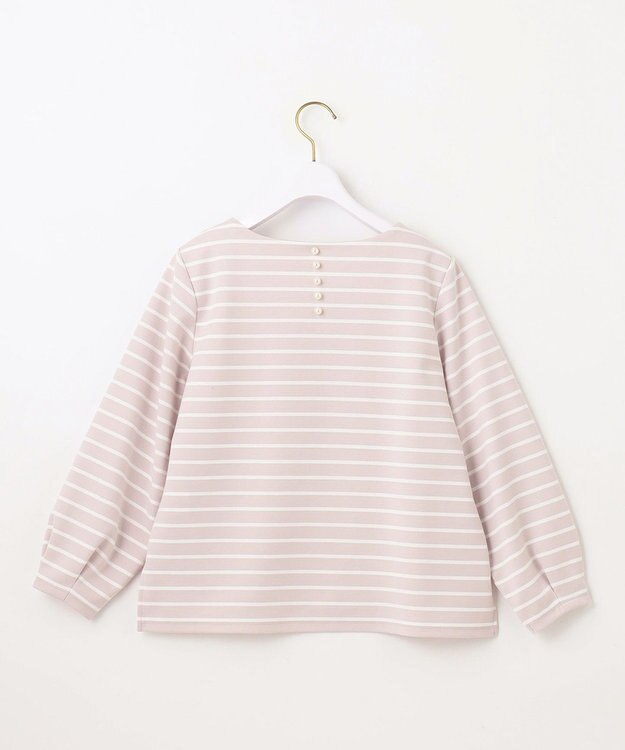 ANY SIS 【洗える】バックパール調ディテール カットソー ローズグレー×オフBD