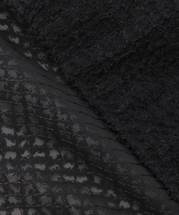 ICB L 【洗える】フェザーエンブロイダリー クロップドシャツ ブラック系