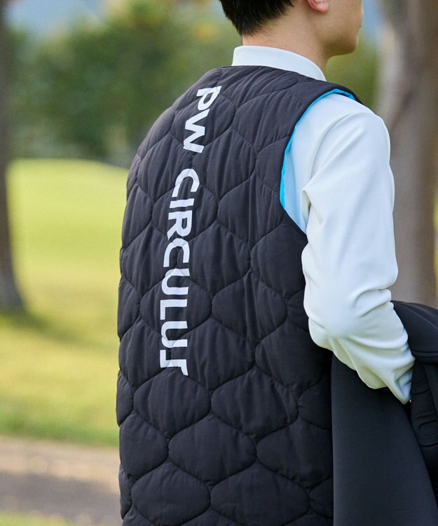 PW CIRCULUS 【撥水加工 / ストレッチ】【MEN】キルティング中綿インナーベスト ゴルフ ブラック系