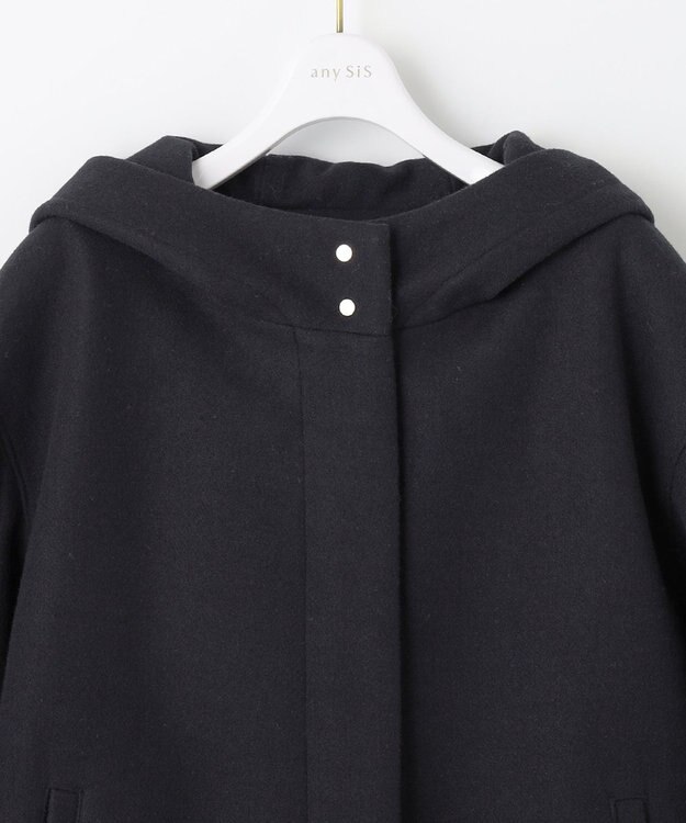 ANY SIS ウールライクショート アウター ネイビー