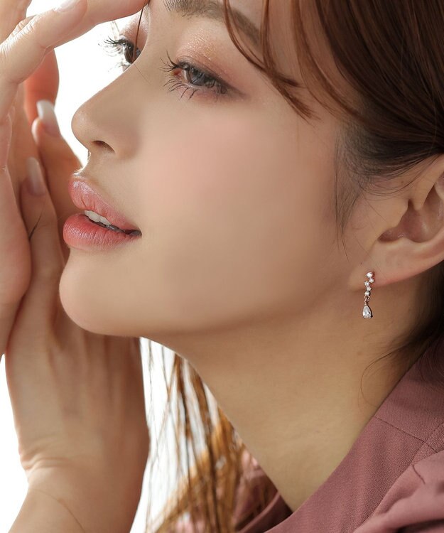 Tiaclasse 【金属アレルギー対応】ドロップストーンピアス ピンクゴールド