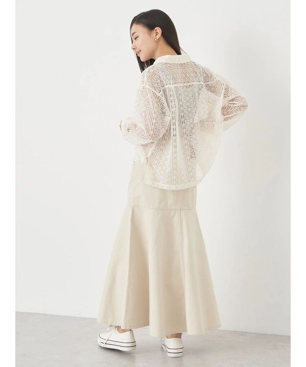 earth music&ecology レースショートシャツ Off White