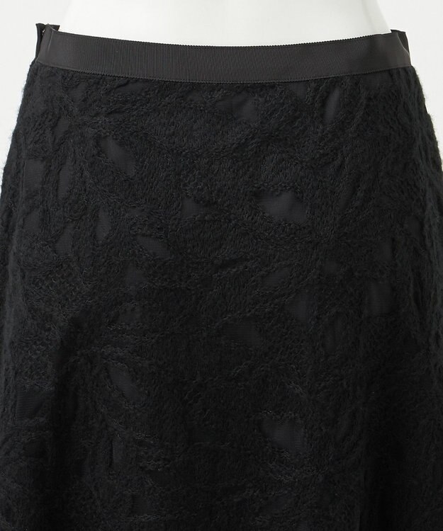 23区 【GOLD LABEL】チュールヘアリーエンブロイダリー スカート ブラック系