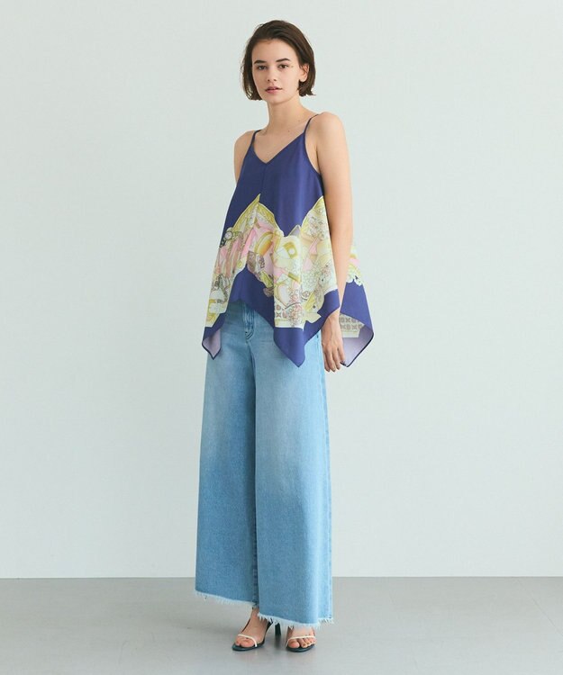 GRACE CONTINENTAL ジュエリースカーフキャミ ネイビー