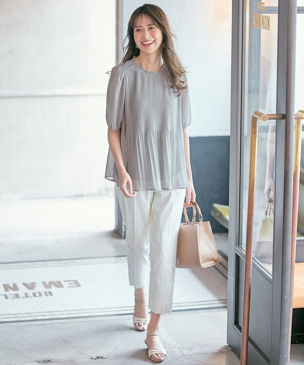 ANY SIS 【UVケア・接触冷感・撥水】クールタッチミラクルガード テーパード パンツ オフホワイト