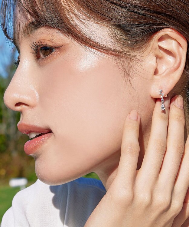 Tiaclasse 【金属アレルギー対応】ドロップストーンピアス シルバー