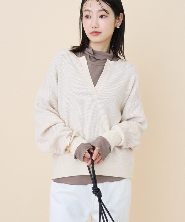 AMERICAN HOLIC ワッフルライクニットプルオーバー Ivory