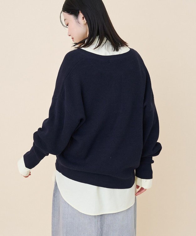 AMERICAN HOLIC ワッフルライクニットプルオーバー Navy