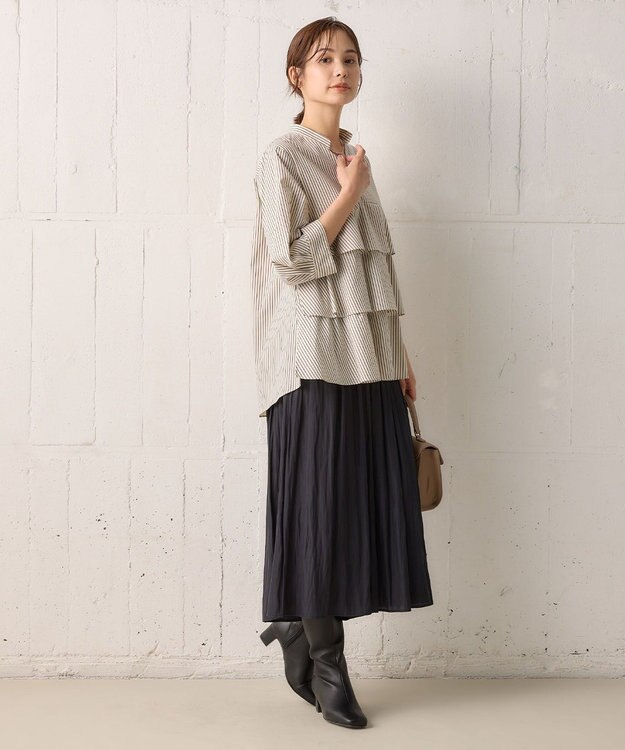 組曲 コンパクトシャーティングティアード ブラウス アイボリー系1