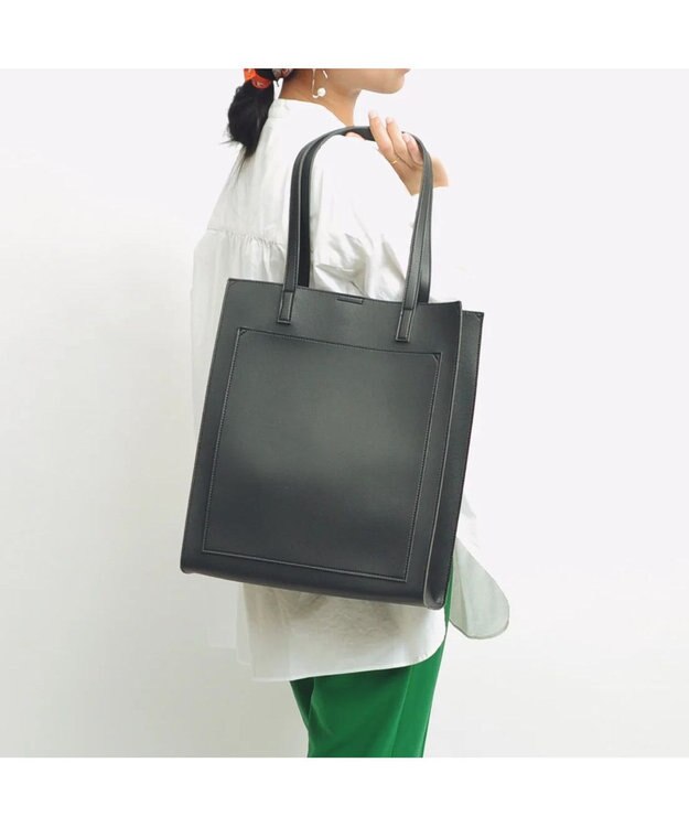 UNBILLION cachecache WEB限定シンセティックレザーフロントポケットトート ブラック