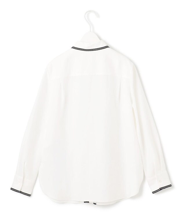 ICB 【日本製】 コットンリネンタンブラー ブラウス オフホワイト×ブラック系