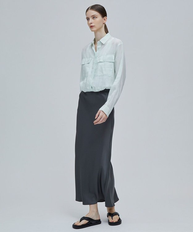 BEIGE， PAULINE / ドローストリングシアーブラウス Mint