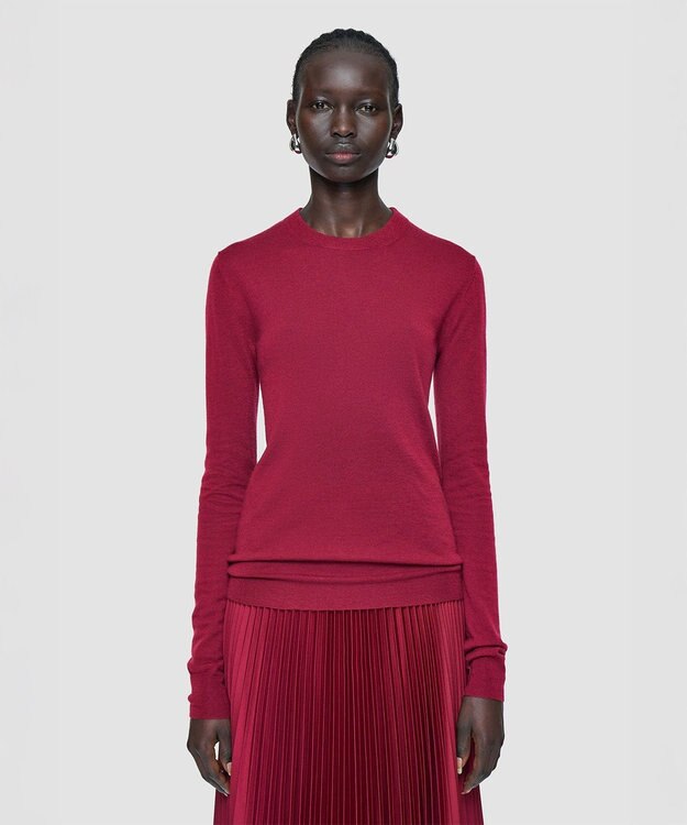 JOSEPH 【洗える】キャッシュエアー　ラウンドネックニット Ruby