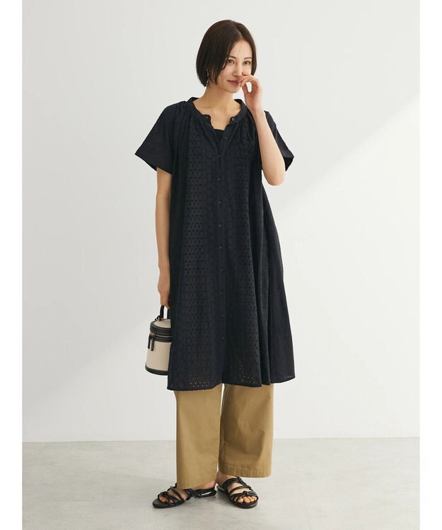 Green Parks Ｉ　パッチワーク刺繍チュニック Black