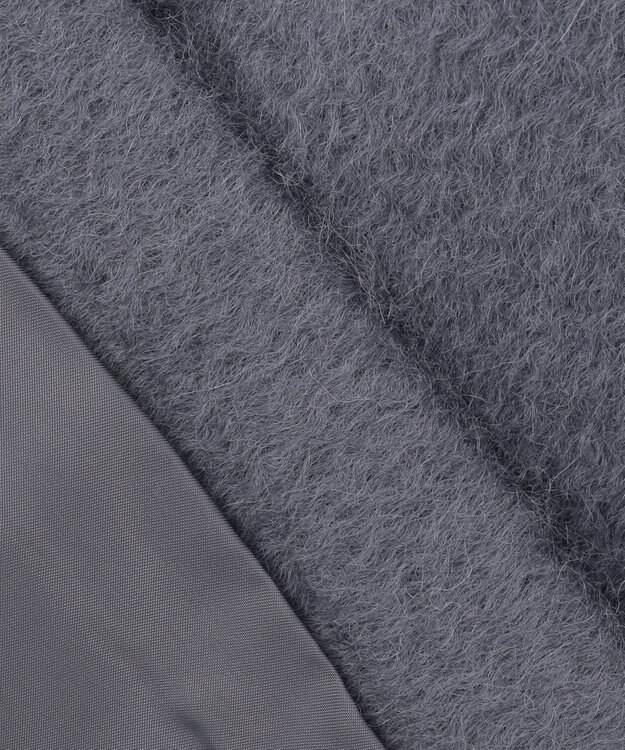 組曲 スタンドカラーシャギーコート チャコールグレー系